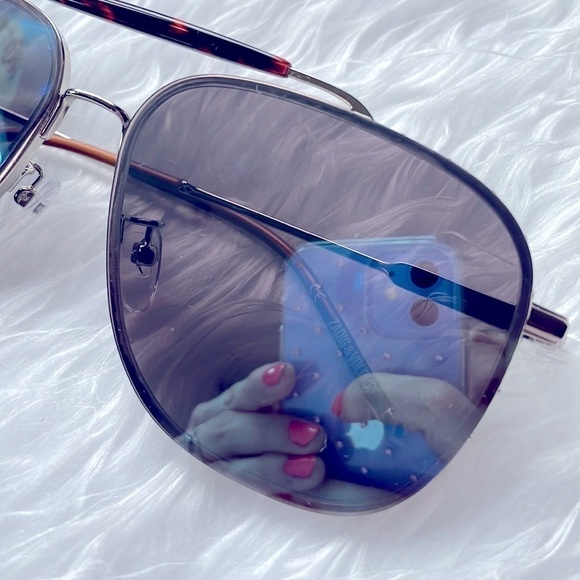Zadig & Voltaire Pilot Aviator Sunglasses Metal Frame Blue Reflective Lens - Picture 5 of 16